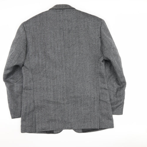 Greenwoods Men's Grey Herringbone Wool Blazer 42 REG