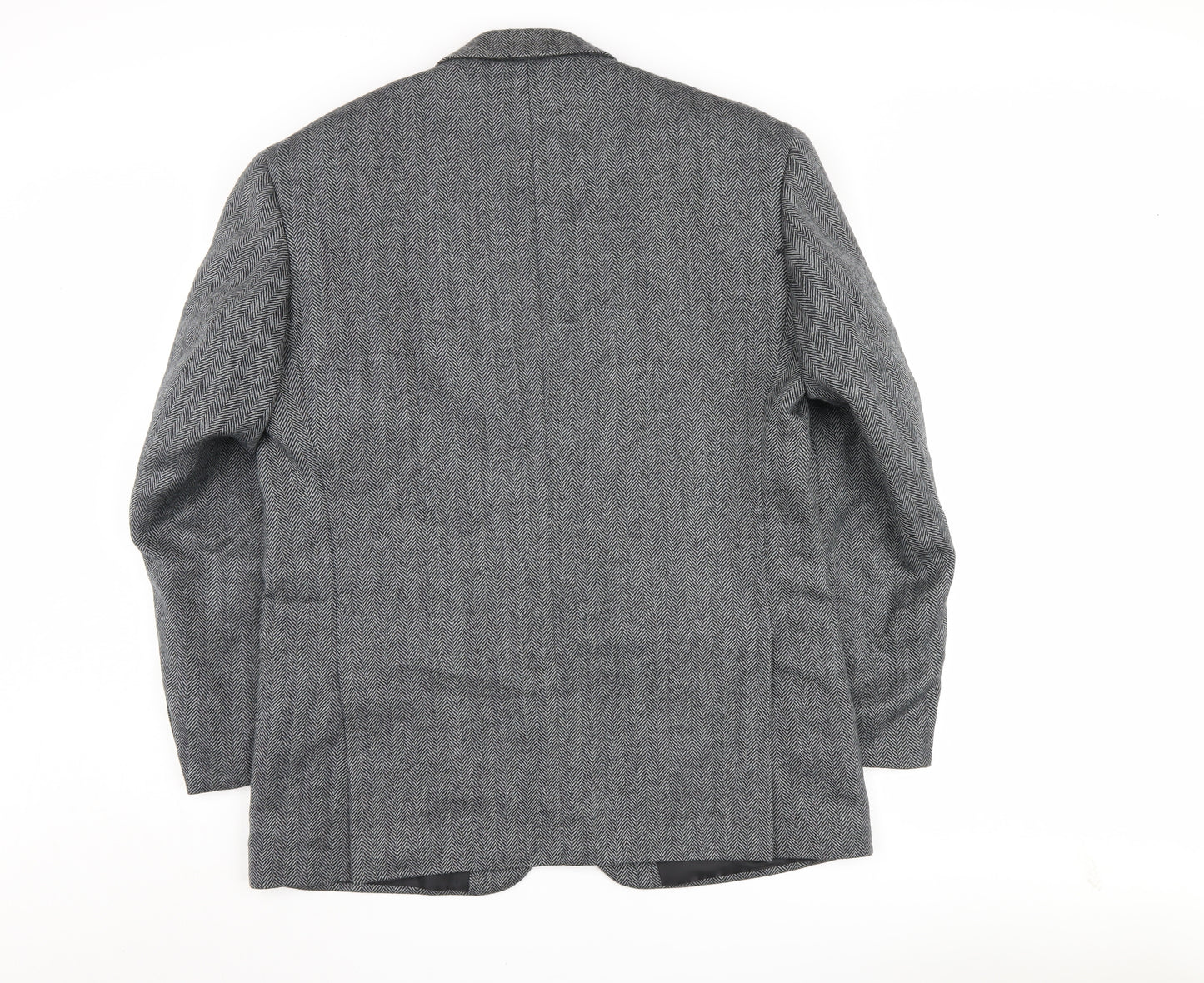 Greenwoods Men's Grey Herringbone Wool Blazer 42 REG