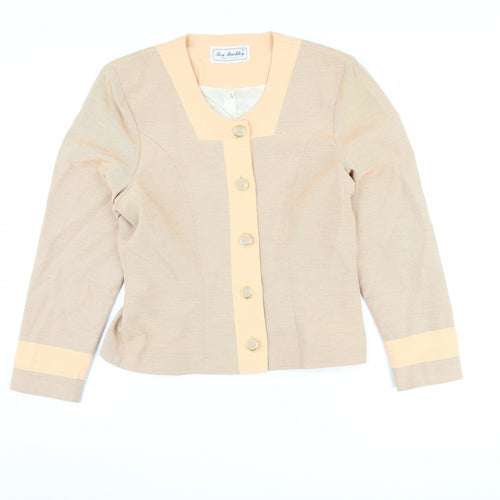 Teri Buckley Women's Beige Blazer, Size 12, Five-Button