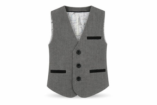 Front view of Monsoon boys’ grey vest sleeveless 4-5 years uniform
