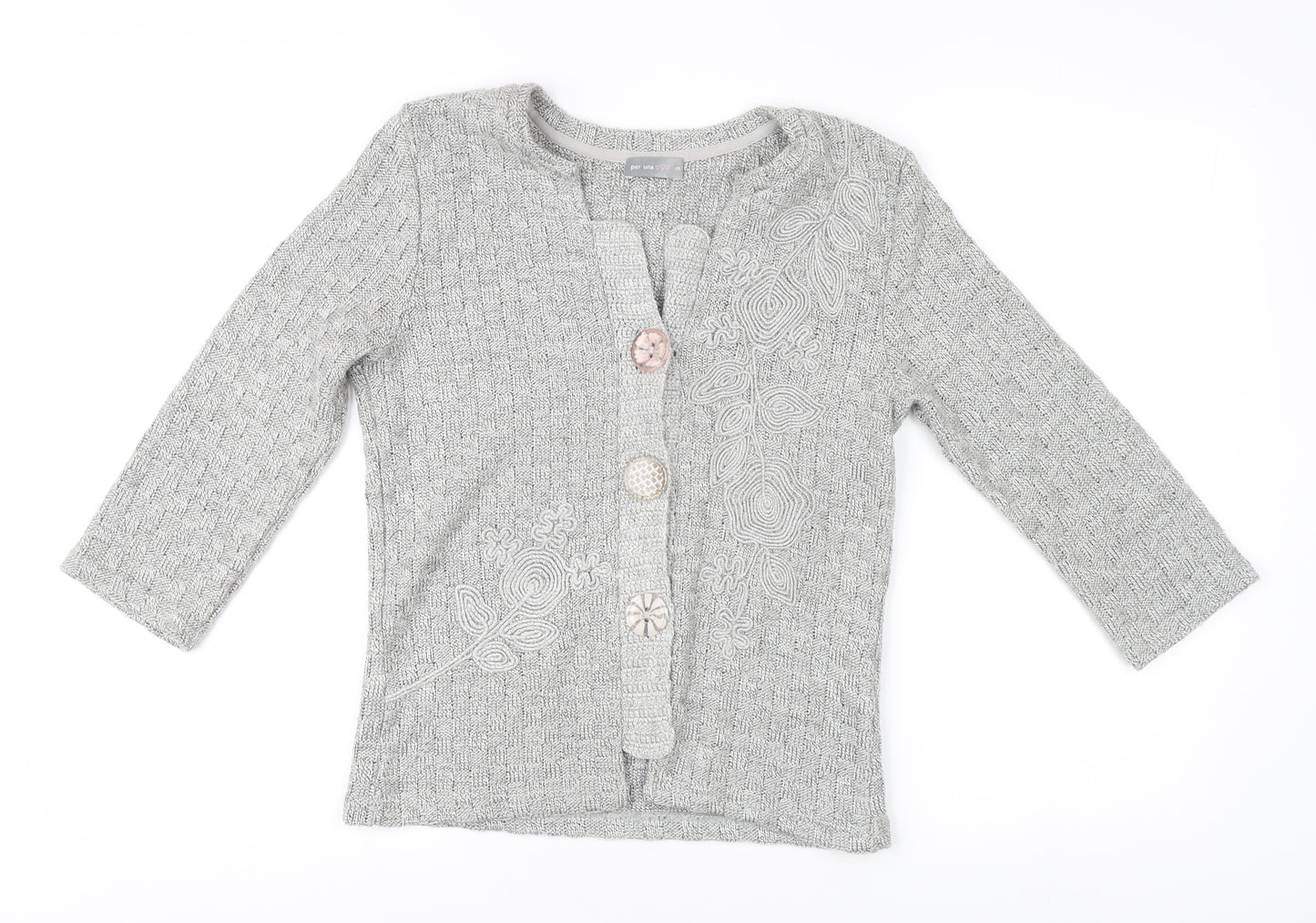 Per Una Women's Grey Cardigan M Lightweight Knit