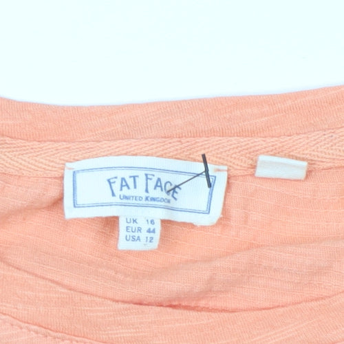 Fat Face Women’s Orange Cotton T-Shirt, Size 16, Casual