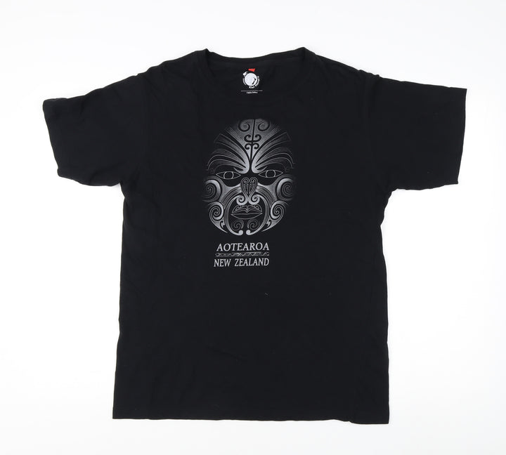 Kiwi Planet Men's Black M Graphic Cotton T-Shirt