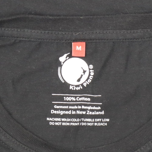 Kiwi Planet Men's Black M Graphic Cotton T-Shirt