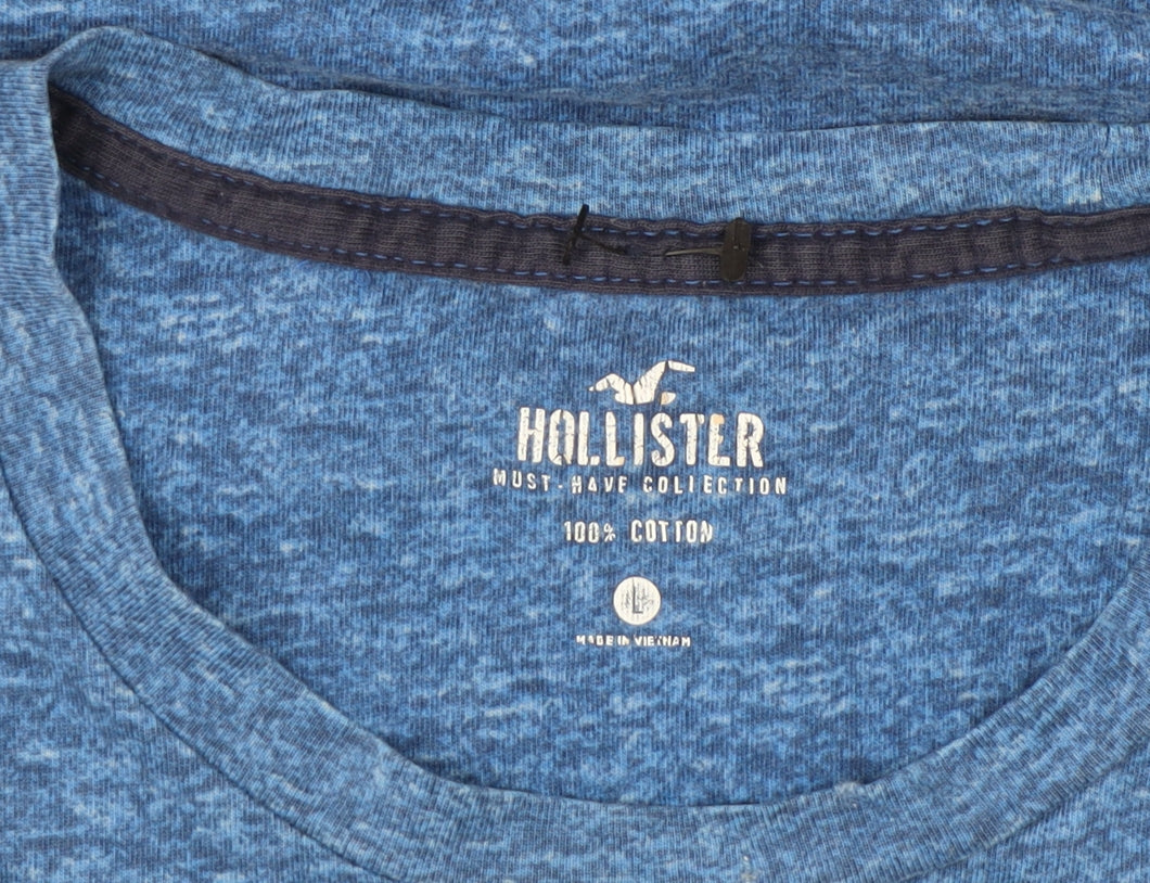 Hollister Men's Blue Crew Neck T-Shirt - Size L