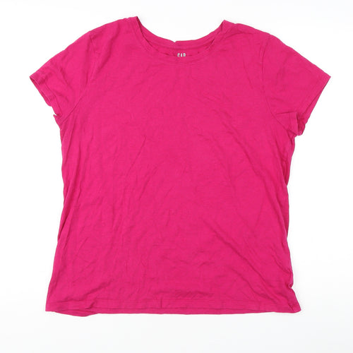 GAP Women's Pink XL Basic T-Shirt, Crew Neck