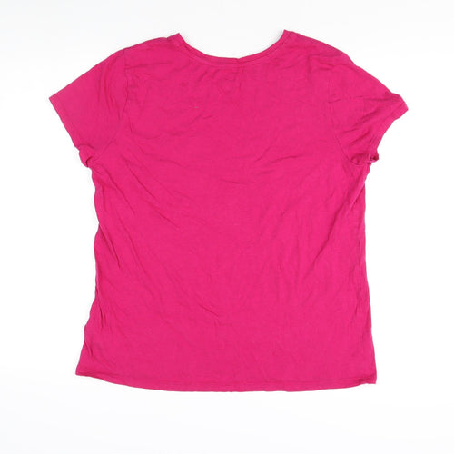 GAP Women's Pink XL Basic T-Shirt, Crew Neck