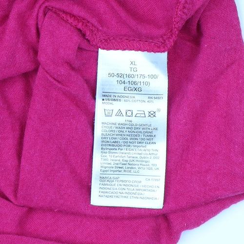GAP Women's Pink XL Basic T-Shirt, Crew Neck