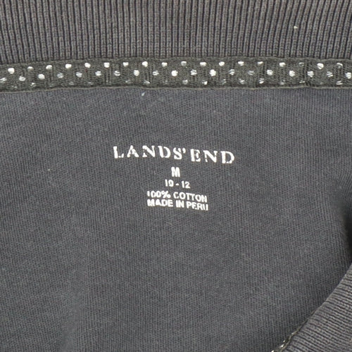 Lands' End Women's Black Polo, Size M, Casual Wear