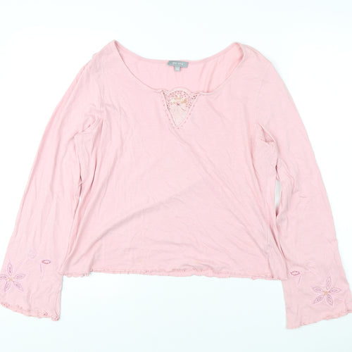Per Una Women's Pink Embroidered Top Size 18