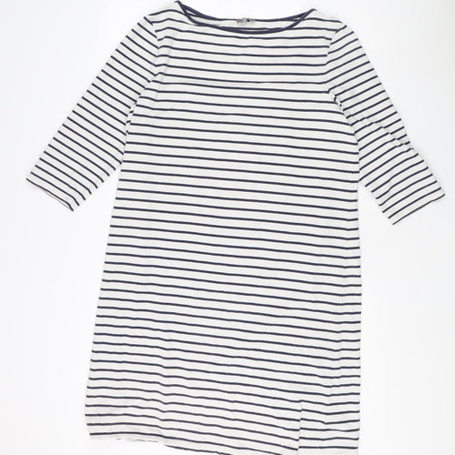 Jaeger Women's Striped Boat Neck 3/4 Sleeve Dress