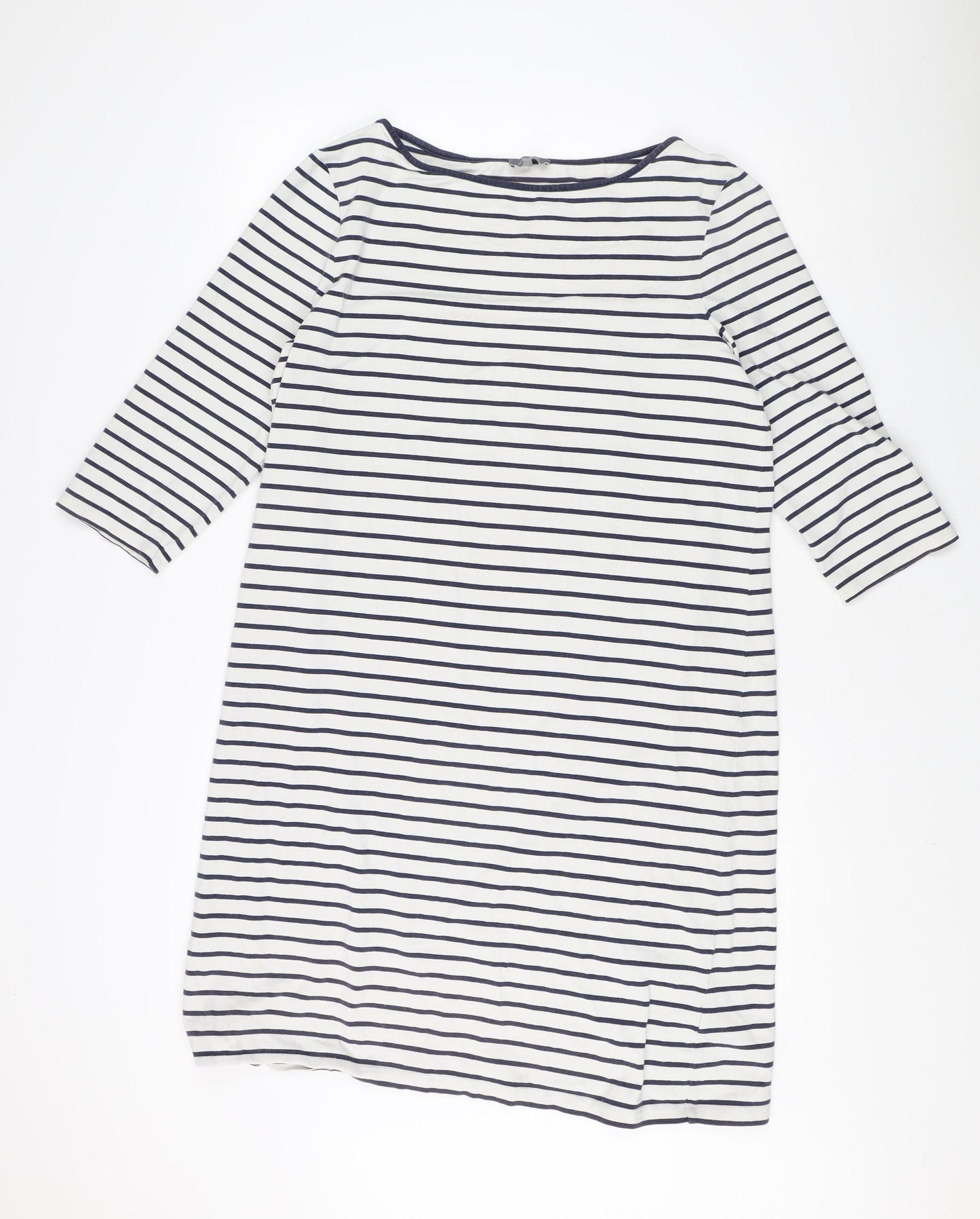 Jaeger Women's Striped Boat Neck 3/4 Sleeve Dress