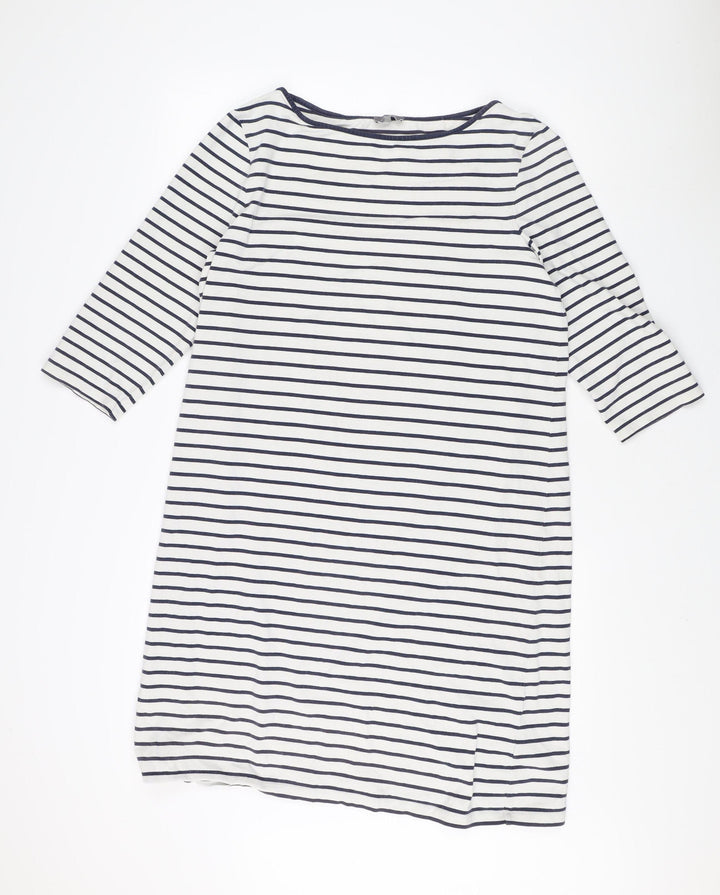 Jaeger Women's Striped Boat Neck 3/4 Sleeve Dress