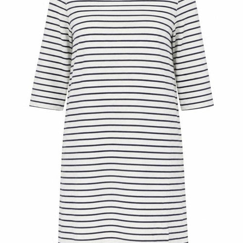 Jaeger Women's Striped Boat Neck 3/4 Sleeve Dress