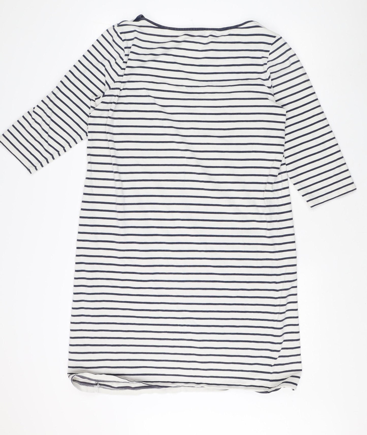 Jaeger Women's Striped Boat Neck 3/4 Sleeve Dress