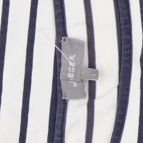 Jaeger Women's Striped Boat Neck 3/4 Sleeve Dress