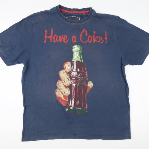 Coca-Cola Men's Blue Graphic T-Shirt, Large, Vintage Style