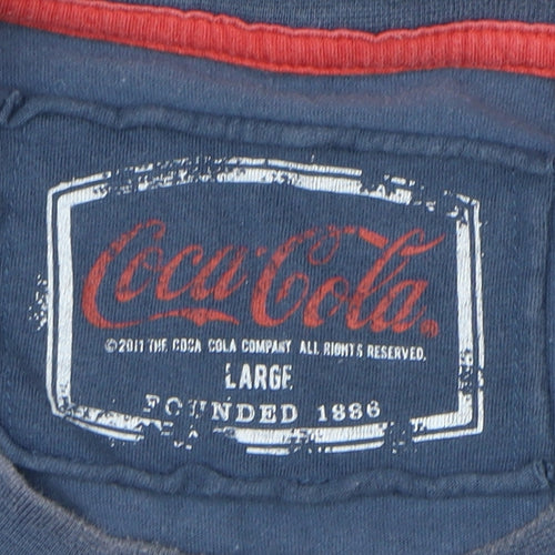 Coca-Cola Men's Blue Graphic T-Shirt, Large, Vintage Style