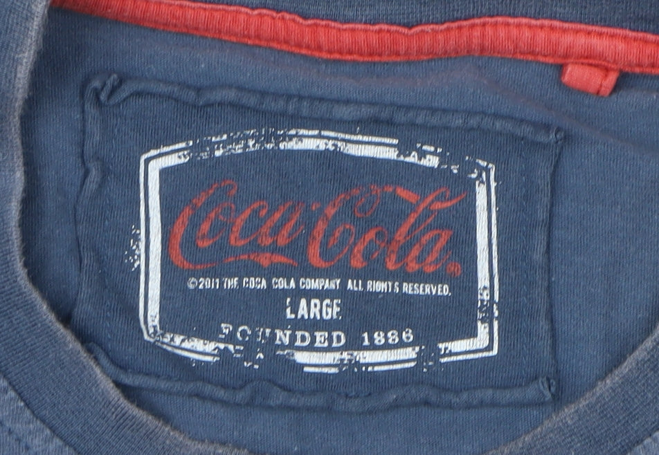Coca-Cola Men's Blue Graphic T-Shirt, Large, Vintage Style