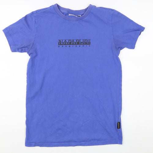 Napapijri Men Blue Crew Neck Logo T-Shirt