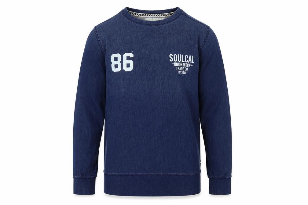 Front view of SoulCal Men's Blue Pullover Sweatshirt, size S