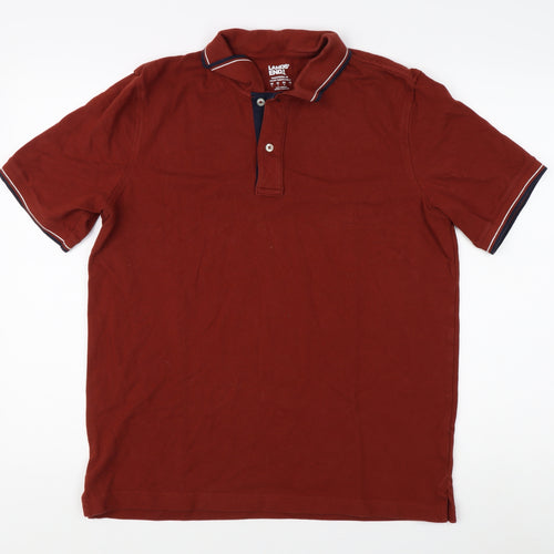 Lands' End Men's Red Polo Shirt Medium