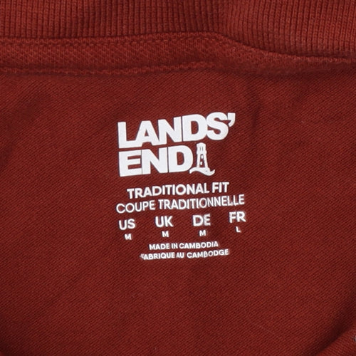 Lands' End Men's Red Polo Shirt Medium