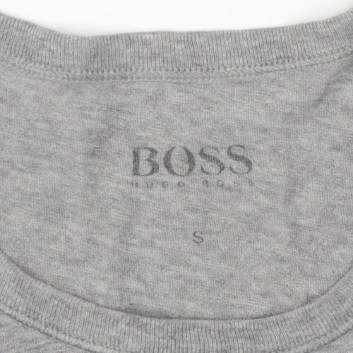 Boss Men's Grey Cotton T-Shirt, Small, Crew Neck