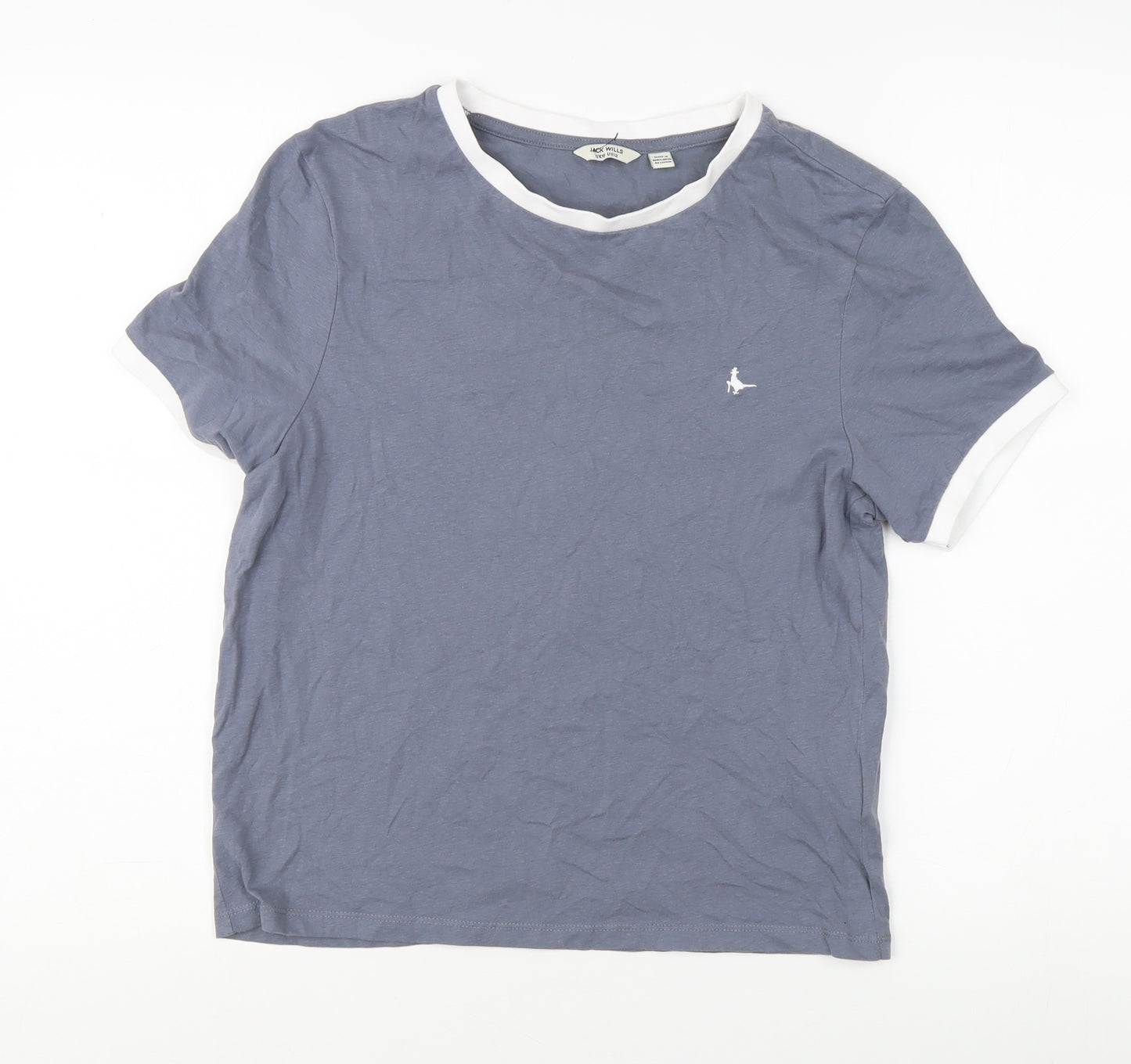 Jack Wills Women's Blue Ringer T-Shirt Size 16