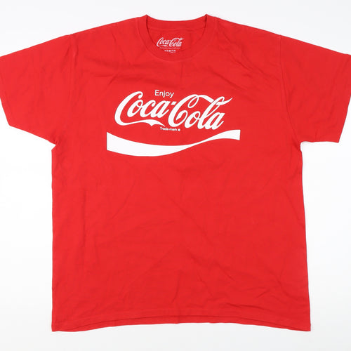 Coca-Cola Men's Red Retro Logo T-Shirt Size L