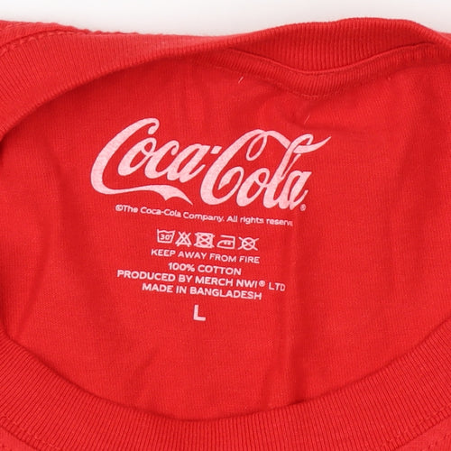 Coca-Cola Men's Red Retro Logo T-Shirt Size L