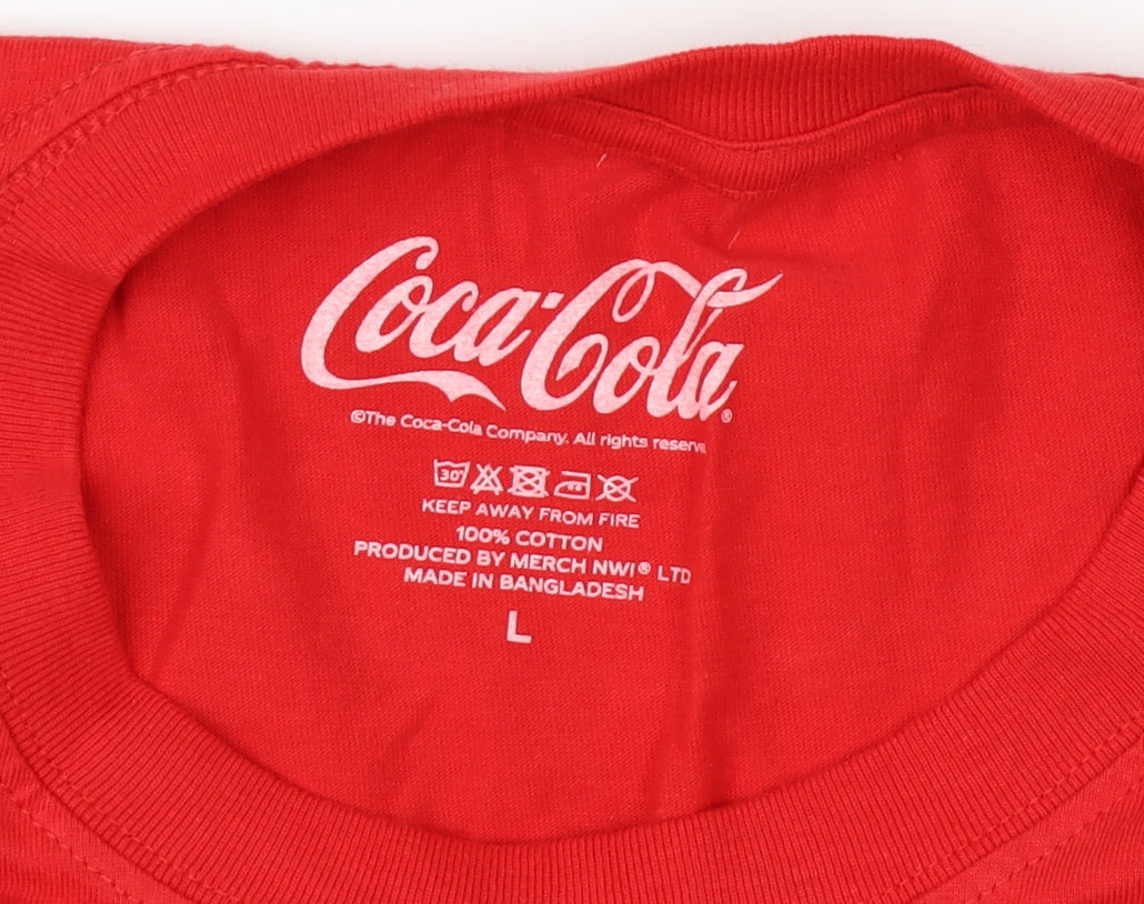 Coca-Cola Men's Red Retro Logo T-Shirt Size L