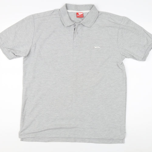 Slazenger Men's Grey Short Sleeve Polo Shirt L