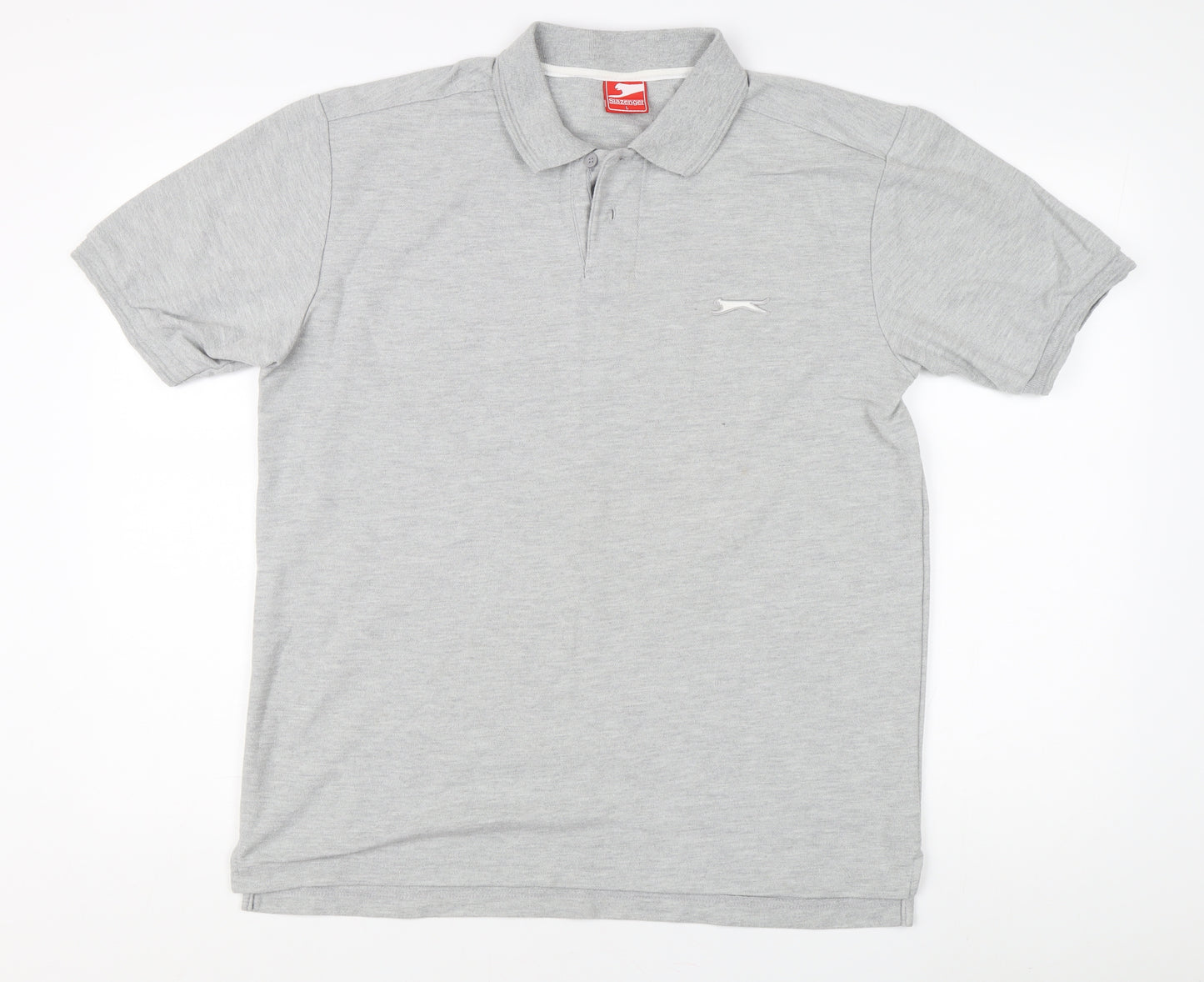 Slazenger Men's Grey Short Sleeve Polo Shirt L