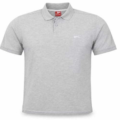 Slazenger Men's Grey Short Sleeve Polo Shirt L