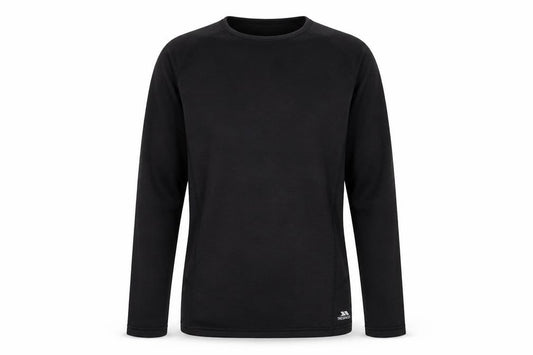 Front view of Trespass unisex black xs long sleeve active top