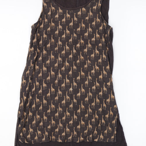 Fat Face Women's Brown Animal Print Tank Top UK 6