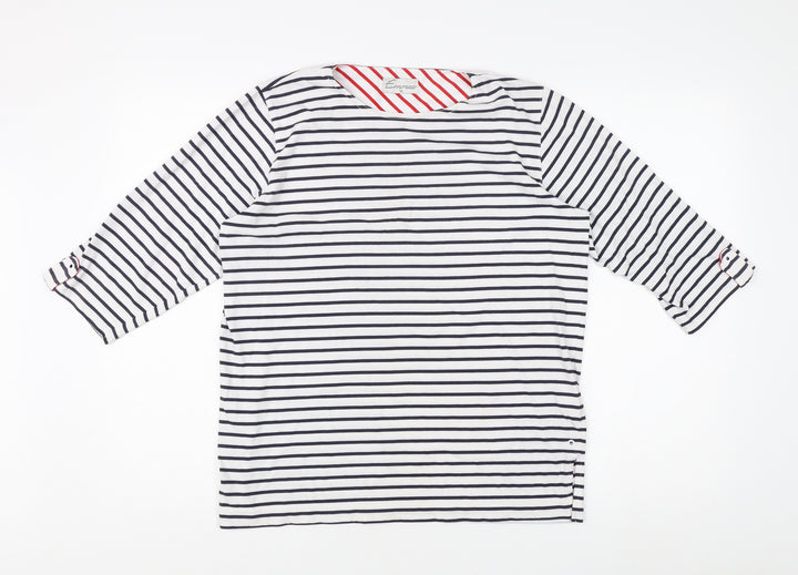 Errroco Women's White Striped 3/4 Sleeve T-Shirt Size 12