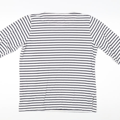 Errroco Women's White Striped 3/4 Sleeve T-Shirt Size 12