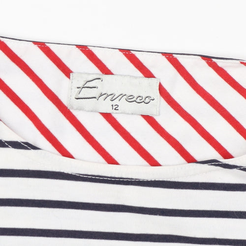 Errroco Women's White Striped 3/4 Sleeve T-Shirt Size 12