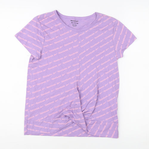 Reebok Girls Purple T-Shirt Size 14 Years, Logo Print
