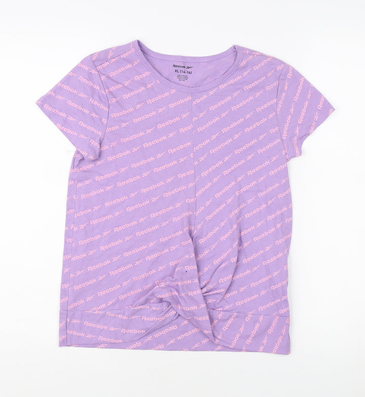 Reebok Girls Purple T-Shirt Size 14 Years, Logo Print