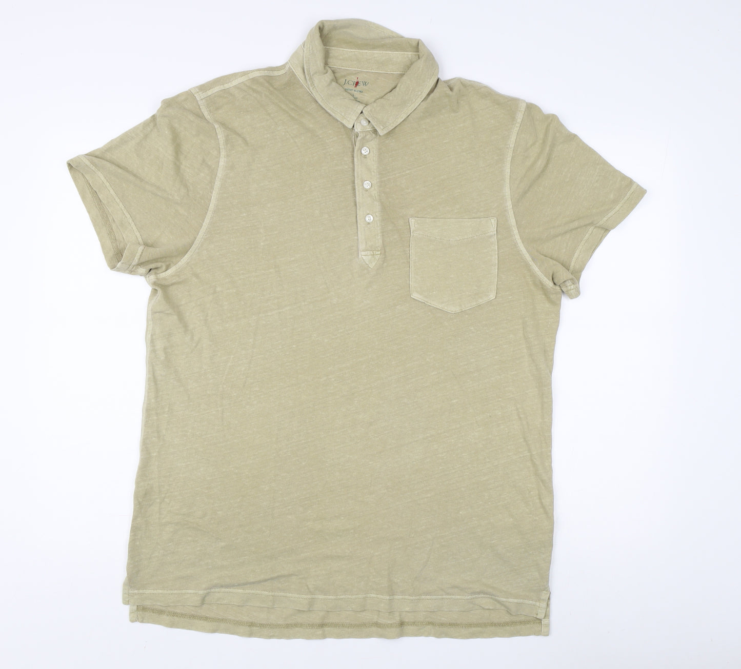 J.Crew Men's Beige Polo Shirt L Relaxed Fit