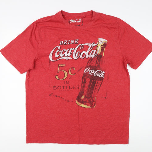 Coca-Cola Men's Red Retro Graphic T-Shirt - Large