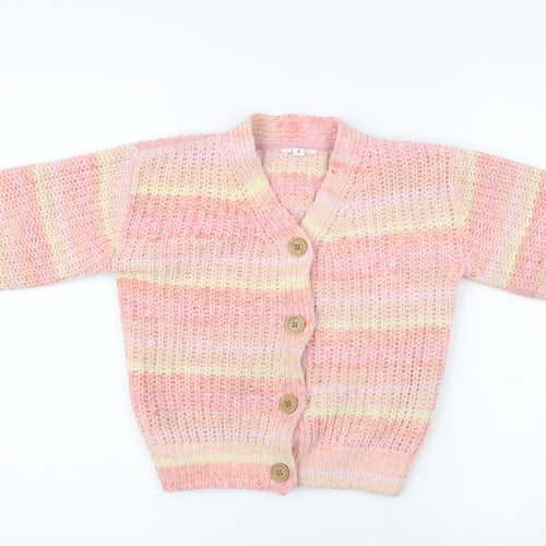 Milkshake Girls Pink Striped Cardigan - 5 Years