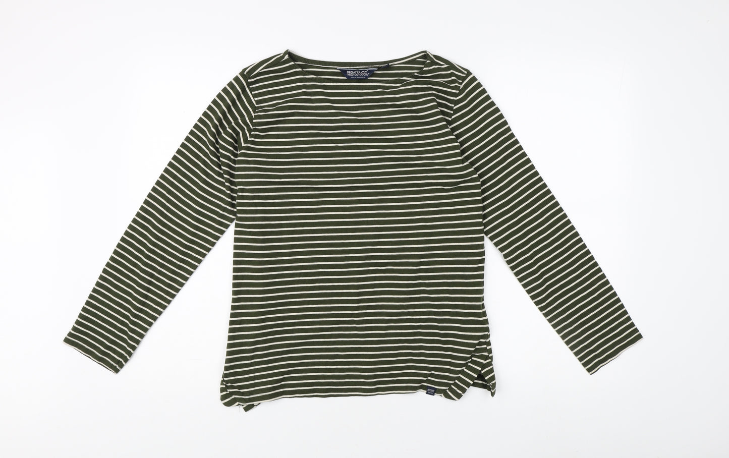 Regatta Women's Green Striped Long Sleeve T-Shirt Size 14