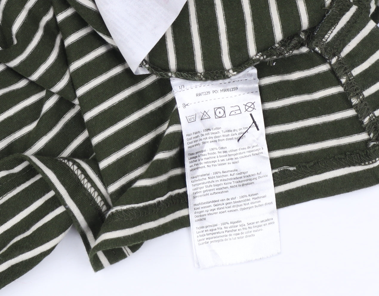 Regatta Women's Green Striped Long Sleeve T-Shirt Size 14