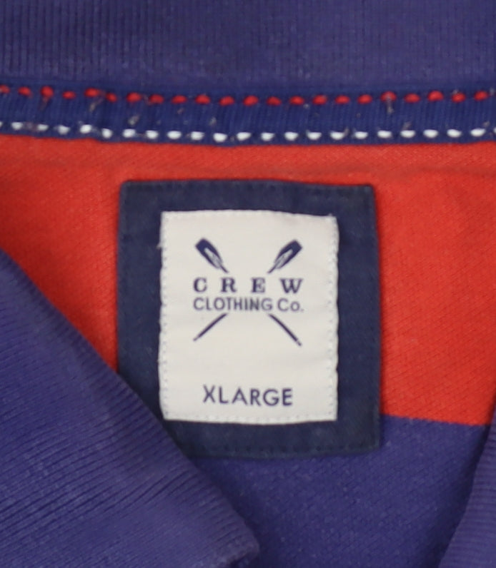 Crew Clothing Co. Men's Red Striped Polo Shirt XL