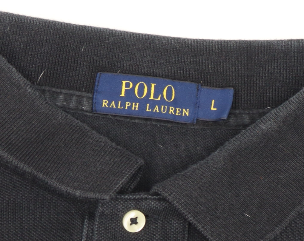 Ralph Lauren Men's Black Long Sleeve Polo Shirt, Size L