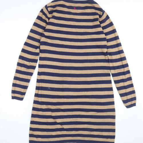 Joules Women's Beige Blue Striped Shift Dress Size 12